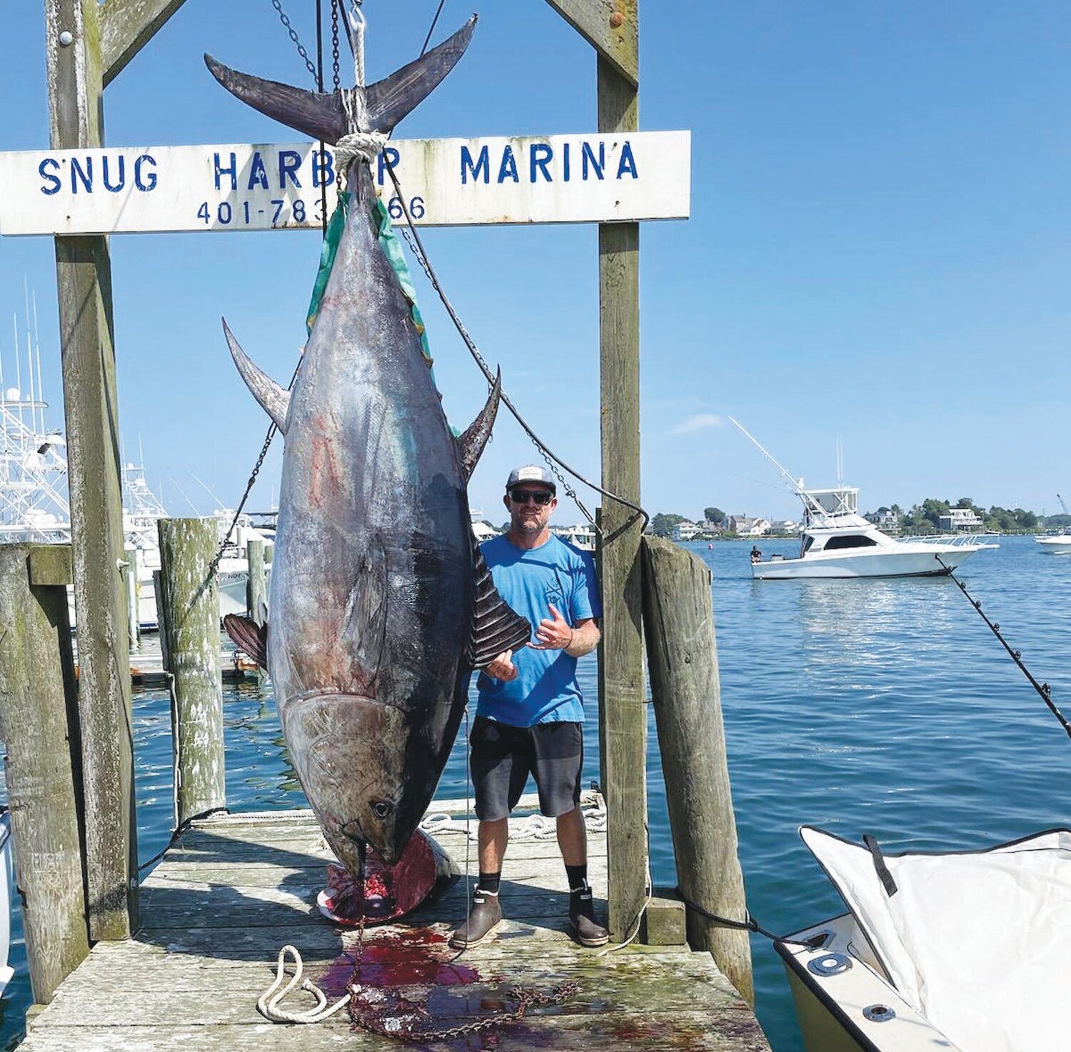 GIANT BLUEFIN: at press time Nick Papa, South Kingstown, captain of the vessel Ruthless caught a 788 pound bluefin in the Boston Bluefin Classic. At press time the fish was in first place.